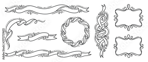 Ornate Ribbon and Scrollwork Decorative Elements Collection