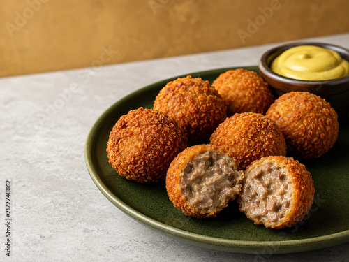 Dutch Bitterballen Crispy Beef Ragout Croquettes with Mustard