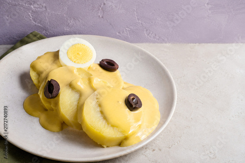 Peruvian Papa a la Huancaina Potatoes with Aji Amarillo Cheese Sauce