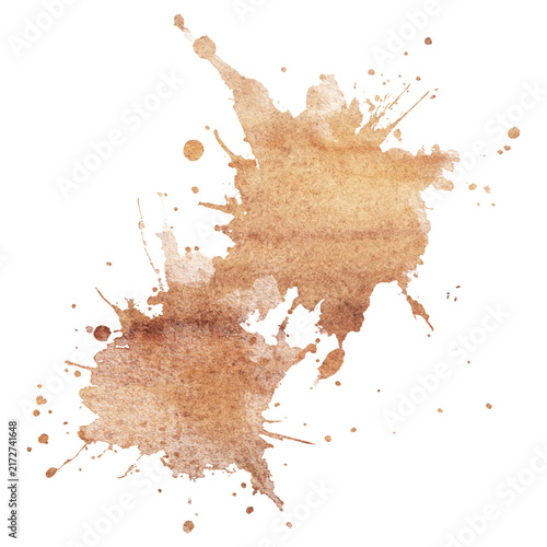 Decorative brown chocolate splatter. Brown coffee splatter stain.