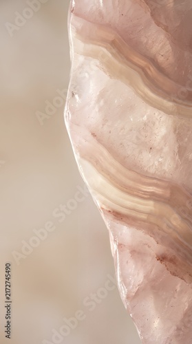 Vertical Blush Rose Quartz Mineral with Organic Liquid Flow