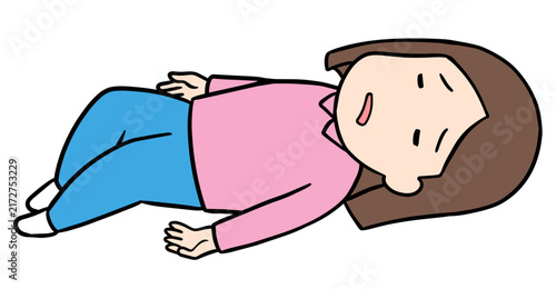 体調不良で倒れている女性
