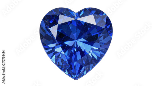 Cuadro en lienzo Deep blue heart-shaped sapphire gemstone faceted and sparkling, isolated on tran