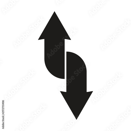 Konstfotografi Curved bidirectional arrow icon in black color