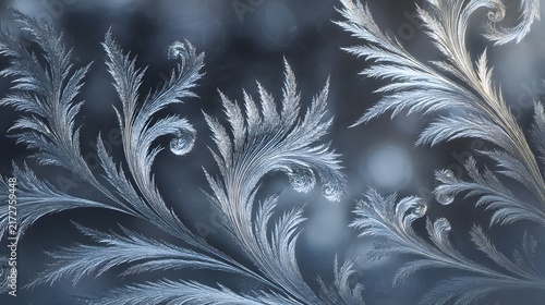 Elegant abstract frost patterns on glass with intricate crystalline swirls.