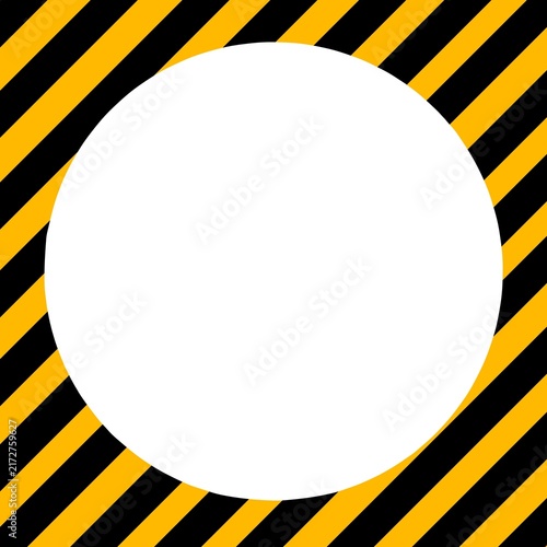 Circle Frame on yellow diagonal stripe background. Abstract yellow diagonal striped background with round frame. Abstract stripe template