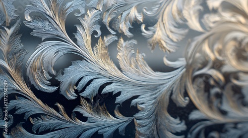 Elegant abstract frost patterns on glass with intricate crystalline swirls.