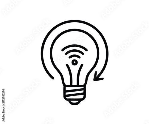 Smart Light Bulb Energy Efficiency Idea Tech Gear Vector Icon