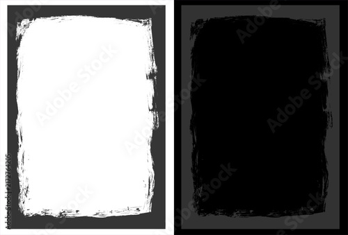 Obraz na płótnie Grunge black ink border on white background, distressed paint texture frame, abs