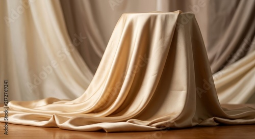 Soft Flowing Silk Fabric With Luxurious Drape In Warm Neutral Tones