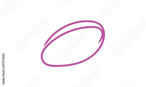 Handdrawn purple oval shape, simple brush stroke circle, artistic doodle element