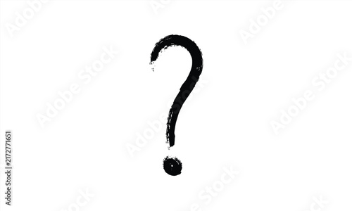 Hand drawn question mark symbol with a rough brush stroke texture