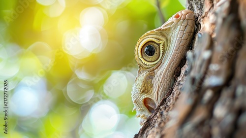 Lizard on tree bark
