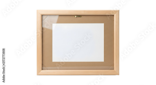 Quadro su tela Light wood picture frame back side mockup isolated on transparent background