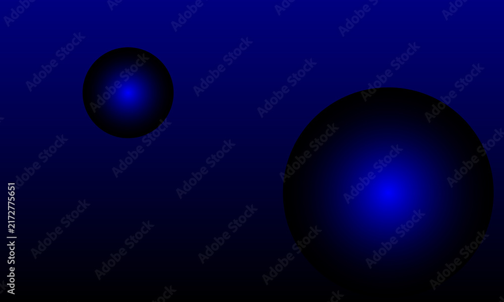 Obraz premium Abstract blueblack gradient background with two gradient blue and black spheres