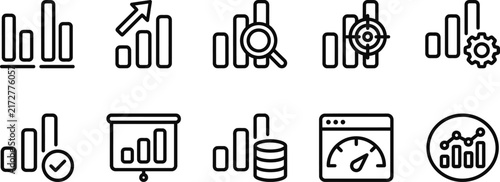 Business Analytics and Data Visualization Graph Line Icon Set