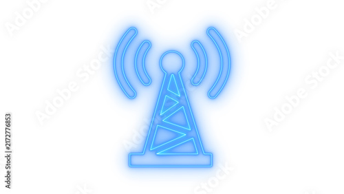 Glowing neon antenna tower icon isolated on transparent background. Signal transmitter. Wireless network symbol. Radio broadcast sign. Wifi hot spot.