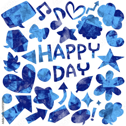 カラフルな手描きモチーフとHAPPY DAYのデザイン素材