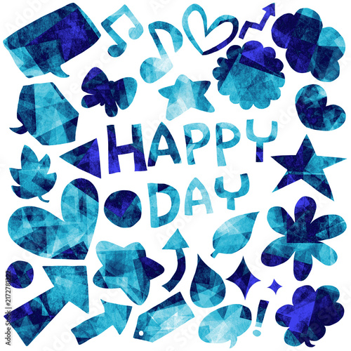 カラフルな手描きモチーフとHAPPY DAYのデザイン素材