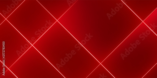 Abstract deep red background with glowing geometric light lines and copy space.