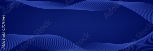 Abstract Dark Blue Gradient Background with Elegant Wavy Line Art