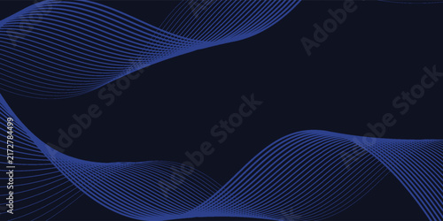A dynamic and abstract digital design with flowing blue waveforms against a dark background,smooth, curving lines and dotted patterns that create a sense of movement and energy.