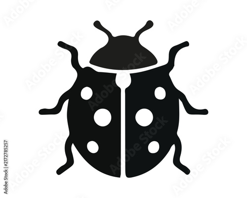 Black silhouette of a cute ladybug insect with spots isolated on white background silhouette isolated wildlife