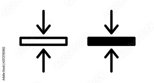 Vertical Align Center Icon Set, Compression and Thickness Vector Symbol for UI UX Graphic Design