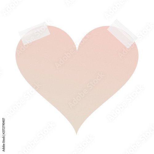 Cuadro en lienzo Heart shaped beige sticker with adhesive tape on transparent background for romantic messages