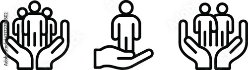Care Line Icon Set Hand People Protection Support Vector Customer HR