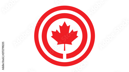 Double Outline Circular Maple Leaf Canadian Logo

 Twin Ring Frame Red Leaf Vector Emblem

 Elegant Concentric Border Maple Leaf Badge Icon