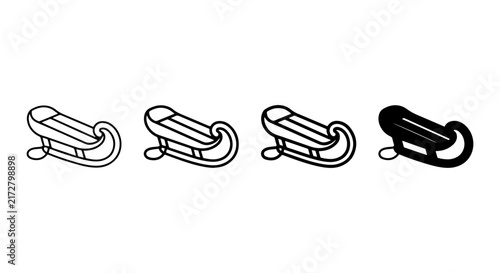 Konstfotografi Winter Sled Icons, Snow Toboggan Vector Graphics, Classic Sleigh Silhouette Set