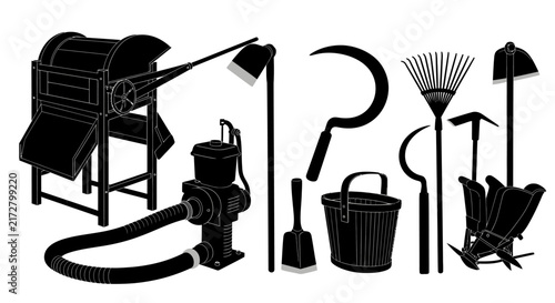 Gardening tools with collection gardening tools equipment maintenance landscaping pruning outdoor shovel bucket vacuum sifter trowel with shears
