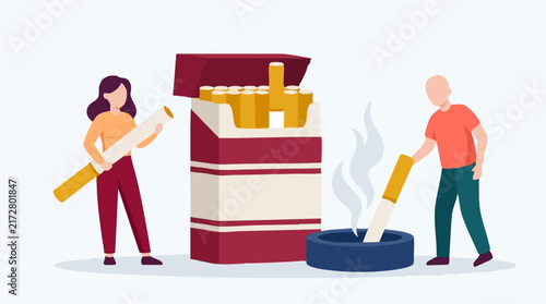 Fotografie Illustration of smoking addiction, cessation, and public health issue