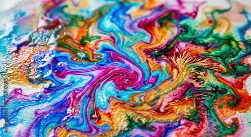 Vibrant and Colorful Abstract Swirling Paint Patterns with Dynamic Fluid Motion