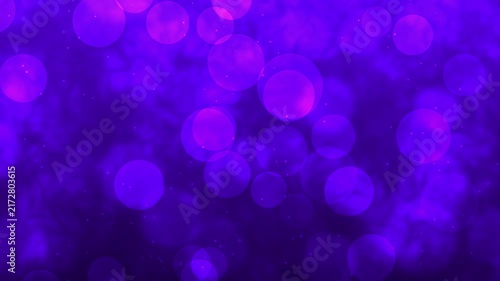 Glowing light particles with bokeh looping animation on beautiful cloudy purple background