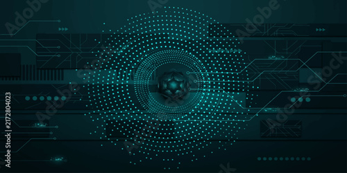 Futuristic Blue Digital Tech Background with Glowing Binary Code and Circular Tunnel Motion Pattern