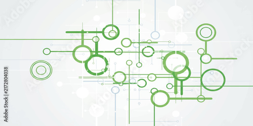 Abstract Green Technology Music Background with Vector Musical Notes Network and Global Data Connection Pattern
