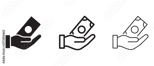 Hand Holding Cash Bills Depicting Different Payment or Transaction Styles Isolated on Transparent Background