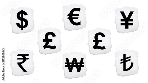 Currency symbols arranged in a grid on a black background