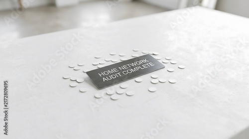 Home Network Audit Complete Concept Plaque with Small Coins