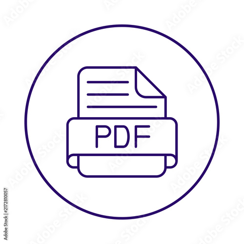 Konstfotografi A flat line vector icon of a pdf document file format transparent background