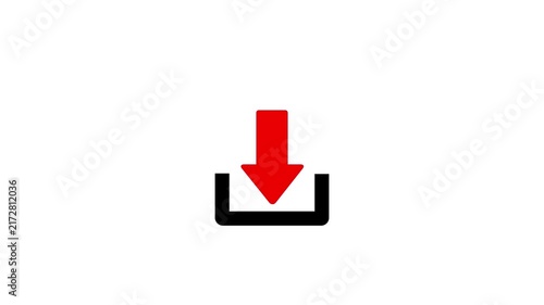 Animated download with red arrow pulse effect on white background, animation digital interface