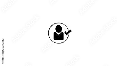 Minimalist user profile animation with checkmark success symbol for ui
