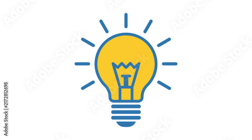 A bright yellow light bulb icon representing a creative idea
