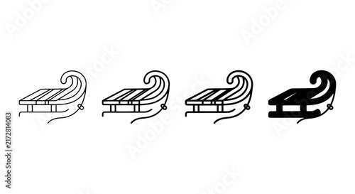 Canvastavla Winter Sled Icons, Snow Sled Vector Graphics, Classic Toboggan Set, Christmas Ho