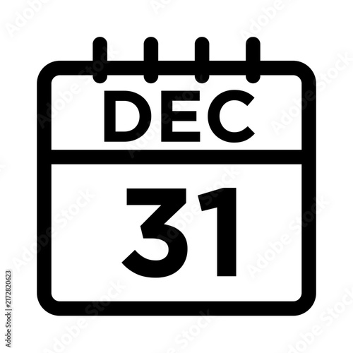 December 31 calendar icon showing New Years Eve date for event planning and scheduling