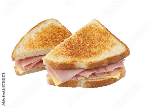 Cuadro en lienzo Grilled Cheese Sandwich with Golden Brown Bread and Melted Cheese