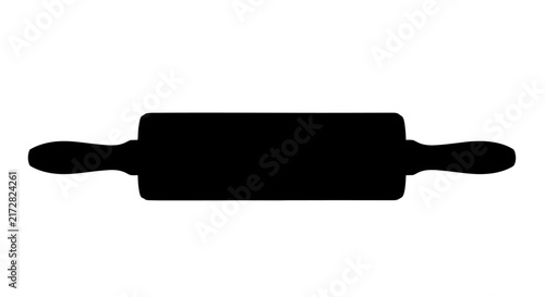Black silhouette of a rolling pin on white background with food preparation kitchen tool cooking utensil graphic baking icon