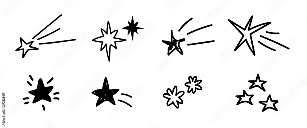 Fototapeta premium Hand-drawn star doodles collection vector elements